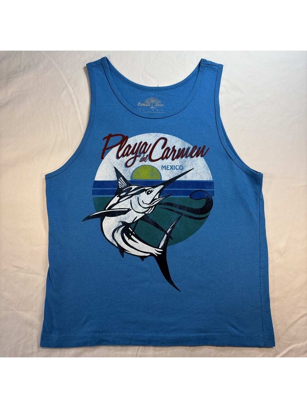 Graphic Tank Top Size S Blue Marlin Mexico Graphic